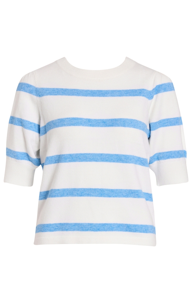 VIRIL 2/4 SLEEVE O-NECK STRIPE KNIT 14108479 WHITE ALYSSUM/BLISSFUL BLUE